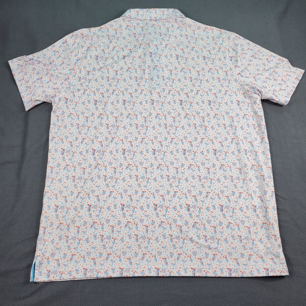 Maelreg Mens XL Performance‎ Polo Shirt White Cocktail Drink Print Short Sleeve - Picture 7 of 7